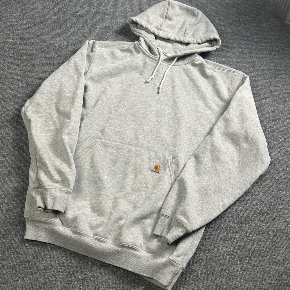 Carhartt Hoodie Mens Medium Gray Pullover Fleece Sweatshirt Kangaroo Pocket